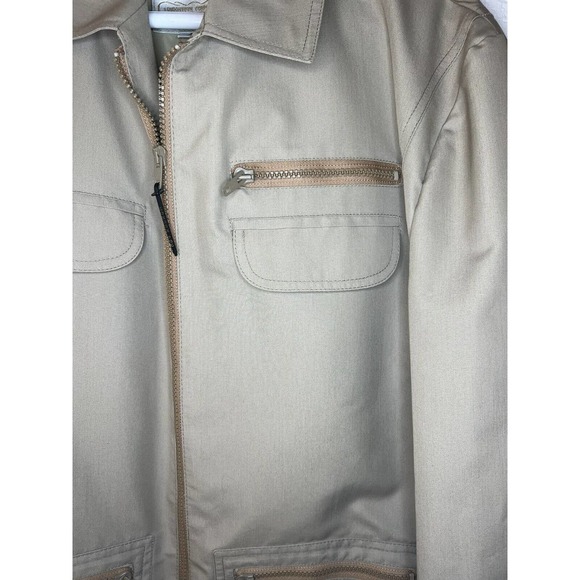 Vintage London Fog Military Field Style Safari Jacket Tan Zip Mens 40 Tan Rain - Picture 5 of 9